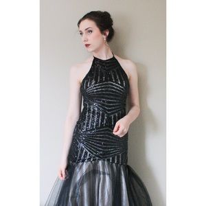 Halter Mermaid Style Black Fitted Prom Dress